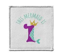 Toppa termoadesiva per abbigliamento, 7 x 7 cm, motivo: This Mermaid is 1 Years Old Birthday Party - Patch da stirare per riparazione o personalizzazione - Borsa jeans stampata in Francia