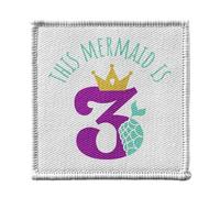 Toppa termoadesiva per abbigliamento, 7 x 7 cm, motivo: This Mermaid is 3 Years Old Birthday Party - Patch da stirare per riparazione o personalizzazione - Borsa jeans stampata in Francia