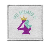 Toppa termoadesiva per abbigliamento, 7 x 7 cm, motivo: This Mermaid is 4 Years Old Birthday Party - Patch da stirare per riparazione o personalizzazione - Borsa jeans stampata in Francia