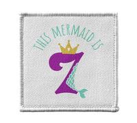 Toppa termoadesiva per abbigliamento, 7 x 7 cm, motivo: This Mermaid is 7 anni Old Birthday Party - Patch da stirare per riparazione o personalizzazione - Borsa jeans stampata in Francia