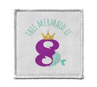 Toppa termoadesiva per abbigliamento, 7 x 7 cm, motivo: This Mermaid is 8 Years Old Birthday Party - Patch da stirare per riparazione o personalizzazione - Borsa jeans stampata in Francia