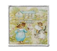 Toppa termoadesiva per abbigliamento 7 x 7 cm, motivo: Tom Kitten e i suoi amici gattino illustrazione per bambini Beatrice Potter - Patch da stirare per riparazione o personalizzazione - Borsa jeans