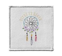 Toppa termoadesiva per abbigliamento 7 x 7 cm, motivo: Vivere e sognare, stile boho, chic, hippie culture, toppa da stirare per riparazione o personalizzazione, maglietta con borsa jeans stampata in