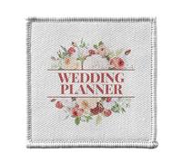 Toppa termoadesiva per abbigliamento, 7 x 7 cm, motivo: Wedding Planner, matrimonio, matrimonio, matrimonio, bouquet fiori, toppa da stirare per riparazione o personalizzazione, maglietta con borsa
