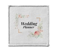 Toppa termoadesiva per abbigliamento, 7 x 7 cm, motivo: Wedding Planner per matrimonio e fidanzata, cornice floreale, toppa da stirare per riparazione o personalizzazione, maglietta con stampa in