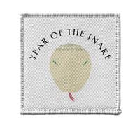 Toppa termoadesiva per abbigliamento, 7 x 7 cm, motivo: Year of the Snake Animated Chinese Astrology Sign Zodiac Horoscope Drawing Animal - Patch da stirare per riparazione o personalizzazione - Borsa