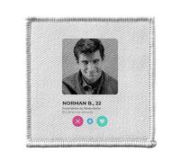 Toppa termoadesiva per abbigliamento 7 x 7 cm, Norman Bates Rete sociale Psycho Incontro Amour - Patch da stirare per riparazione o personalizzazione - Borsa jeans stampa in Francia