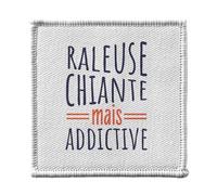 Toppa termoadesiva per abbigliamento, 7 x 7 cm, raschiante, chiante ma dipendente, umorismo, personalità, toppa da stirare per riparazione o personalizzazione, maglietta con borsa jeans stampata in