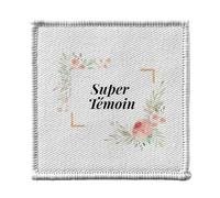 Toppa termoadesiva per abbigliamento, 7 x 7 cm, super testimone per matrimonio e fidanzata, cornice floreale, toppa da stirare per riparazione o personalizzazione, maglietta con stampa in Francia