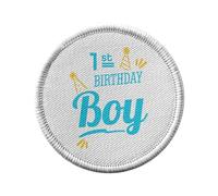 Toppa termoadesiva per abbigliamento rotondo, 7 cm, 1st Birthday Boy Celebration Kids Party Gift - Patch da stirare per riparazione o personalizzazione - Borsa jeans stampata in Francia