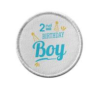 Toppa termoadesiva per abbigliamento rotondo, 7 cm, 2 ° compleanno Boy Celebration Kids Party Gift - Patch da stirare per riparazione o personalizzazione - Borsa jeans stampata in Francia