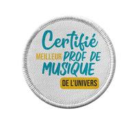 Toppa termoadesiva per abbigliamento rotondo, 7 cm, certificata miglior insegnante di musica dell'universo, strumento Rock Jazz, classico, conservatorio, toppa da stirare per riparazione o