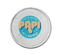 Toppa termoadesiva per abbigliamento rotondo, 7 cm, certificata miglior papi dell'universo, cerchio nonno famiglia, toppa da stirare per riparazione o personalizzazione, maglietta con stampa in