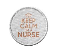 Toppa termoadesiva per abbigliamento rotondo, 7 cm, con scritta "Keep Calm I'm a Nurse Parodie Craft Job Infermiere, toppa da stirare per riparazione o personalizzazione, maglietta con borsa jeans