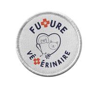 Toppa termoadesiva per abbigliamento rotondo, 7 cm, future veterinarie mestieri sanitari animali - Patch da stirare per riparazione o personalizzazione, maglietta con borsa jeans stampata in Francia
