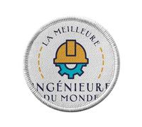 Toppa termoadesiva per abbigliamento rotondo, 7 cm, il miglior ingegnere del mondo studentesco informatico genio civile - toppa da stirare per riparazione o personalizzazione - Borsa jeans stampa in