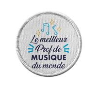 Toppa termoadesiva per abbigliamento rotondo, 7 cm, il miglior insegnante di musica del mondo College Lycee, strumento conservatorio, toppa da stirare per riparazione o personalizzazione, maglietta