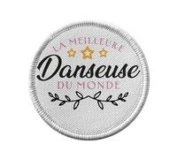 Toppa termoadesiva per abbigliamento rotondo, 7 cm, la migliore ballerina del mondo Salsa Jazz Rock Classic, arte musicale, toppa da stirare per riparazione o personalizzazione, borsa jeans stampata