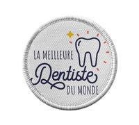 Toppa termoadesiva per abbigliamento rotondo, 7 cm, la migliore dentista del mondo medicina dente, mestiere, passione per la salute, toppa da stirare per riparazione o personalizzazione, maglietta con