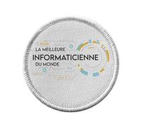 Toppa termoadesiva per abbigliamento rotondo, 7 cm, la migliore informatica del mondo per computer, toppa da stirare per riparazione o personalizzazione, maglietta per jeans stampata in Francia