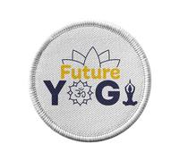 Toppa termoadesiva per abbigliamento rotondo, 7 cm, motivo: Future Yogi Zen Yoga Maison - Patch da stirare per riparazione o personalizzazione - Borsa jeans stampata in Francia