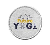Toppa termoadesiva per abbigliamento rotondo, 7 cm, motivo: Future Yogi Zen Yoga - Patch da stirare per riparazione o personalizzazione - Borsa jeans stampata in Francia