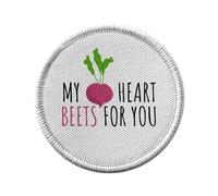Toppa termoadesiva per abbigliamento rotondo, 7 cm, motivo: My Heart Beets For You Plants Pot Gardening Vegetable - Patch da stirare per riparazione o personalizzazione - Borsa jeans stampata in