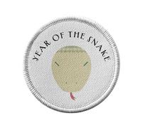 Toppa termoadesiva per abbigliamento rotondo, 7 cm, motivo: Year of the Snake Animated Chinese Astrology Sign Zodiac Horoscope Drawing Animal - Patch da stirare per riparazione o personalizzazione