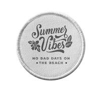 Toppa termoadesiva per abbigliamento rotondo, 7 cm, No Bad Days on the Beach Surf Vacances Estate Viaggi, toppa da stirare per riparazione o personalizzazione, maglietta con borsa jeans stampata in