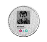 Toppa termoadesiva per abbigliamento rotondo, 7 cm, Norman Bates Network Social Psycho Incontri Amour - Patch da stirare per riparazione o personalizzazione - Borsa jeans stampa in Francia