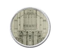 Toppa termoadesiva per abbigliamento rotondo, 7 cm, per architettura, motivo: mappa cattedrale di Notre Dame - Patch da stirare per riparazione o personalizzazione, maglietta con stampa in Francia