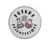 Toppa termoadesiva per abbigliamento rotondo, 7 cm, per future scienziate, per la riparazione o la personalizzazione, con stampa in Francia