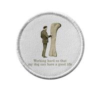 Toppa termoadesiva per abbigliamento rotondo, 7 cm, per lavoro duro per il mio cane vecchio, illustrazione gigante Bone Pet - Patch da stirare per riparazione o personalizzazione - Borsa jeans