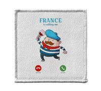 Toppa termoadesiva Vetement 7 x 7 cm - France Is Calling Me Stereotype Wine Beret Humor - Patch da stirare per riparazione o personalizzazione - Borsa jeans stampa in Francia