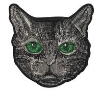 Toppa XL Testa di gatto occhi verdi toppa posteriore