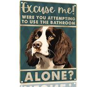 TopPacific English Springer Spaniel 30,5 x 20,3 cm Excuse me were you attempting to use the bathroom alone - Poster in metallo per amanti dei cani, decorazione artistica da parete in stile retrò