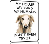 TopPacific Saluki Dog Vintage Metal Sign My House My Yard My Humans Pet Dog Metal Tin Sign Targa in alluminio per la casa bar decorazione da parete 30,5 x 20,3 cm (1789)