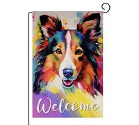 TopPacific Shetland Sheepdog Welcome Garden Flag Dogs Paw Prints Spring Yard Flag Pet Lovers Gift 30,5 x 45,7 cm double face Pets Welcome People Tolerated iuta Yard Sign (10025)