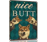 TopPacific Shiba Inu - Targa decorativa per il bagno, 30,5 x 20,3 cm, poster in metallo per amanti dei cani, decorazione artistica da parete in stile retrò (1245)