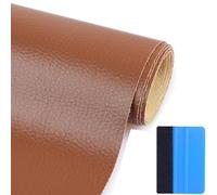 Toppe adesive in pelle, 30 x 137 cm, in ecopelle, autoadesive, per tappezzeria, per divano, PU, sedili per auto, mobili, testata, marrone chiaro