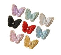 Toppe Adesive Per Tessuti 10 Pezzi 4,5x4 Cm Toppe In Tessuto A Forma Di Farfalla Ricamate A Doppio Strato, Applicazioni In Rete Colorata For Fai Da Te(Mix color with Bead)
