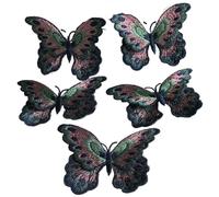 Toppe Adesive Per Tessuti 3 toppe ricamate a farfalla da cucire su indumenti, applique fai te for la decorazione di giacche(Pink)