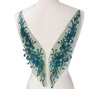 Toppe applicate in tulle, Paillettes verdi da cucire su applicazioni decorative, tessuto for la progettazione di corpetti sposa, costumi, abiti ballo, 4 taglie(C shape)