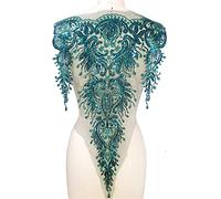 Toppe applicate in tulle, Paillettes verdi da cucire su applicazioni decorative, tessuto for la progettazione di corpetti sposa, costumi, abiti ballo, 4 taglie(D shape)