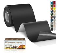 Toppe autoadesive in nylon, 7.6x200 cm Cahomo toppa adesiva per tessuti, Patch di Riparazione in Nylon, toppa di riparazione impermeabile, per piumini, tenda, sacco a pelo-Nero