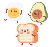 Toppe autoadesive per alimenti a cartoni animati 3 pezzi carino ricamato avocado zaino patch kawaii adesivo per pane per bambini decorazione del vestito