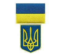 Toppe con bandiera ucraina ricamate Morale Tridente Chiusura a strappo Cucire sullo zaino Giacca Berretto Uniforme Cappotto Cappello Bandiera ucraina e Tryzub Stemma ucraino Scudo Set di toppe ri