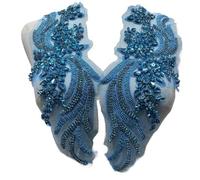 Toppe decorative for corpetto con perline di cristallo fatte a mano for abiti fai da te - 1 paio di accessori decorativi(Sky Blue)