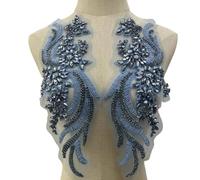 Toppe decorative for corpetto con perline di cristallo fatte a mano for abiti fai da te - 1 paio di accessori decorativi(Light blue)