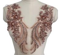 Toppe decorative for corpetto con perline di cristallo fatte a mano for abiti fai da te - 1 paio di accessori decorativi(pink)